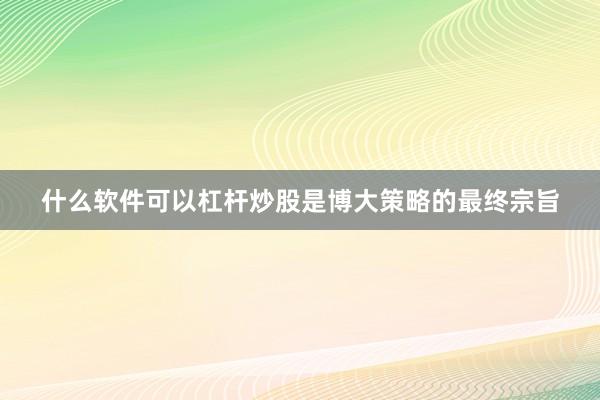 什么软件可以杠杆炒股是博大策略的最终宗旨