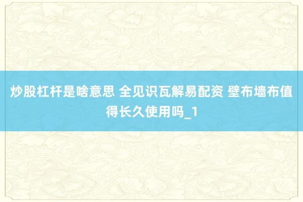 炒股杠杆是啥意思 全见识瓦解易配资 壁布墙布值得长久使用吗_1