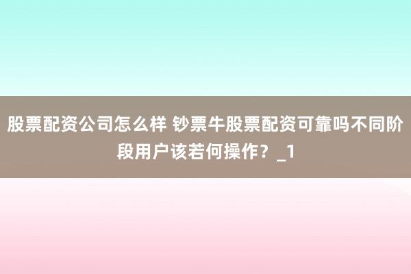 股票配资公司怎么样 钞票牛股票配资可靠吗不同阶段用户该若何操作?_1