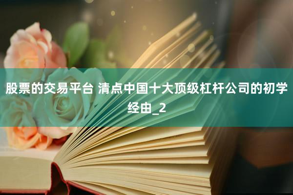 股票的交易平台 清点中国十大顶级杠杆公司的初学经由_2
